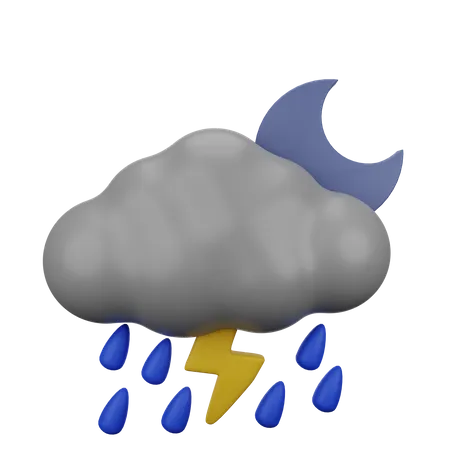 Lightning Rain At Night  3D Icon