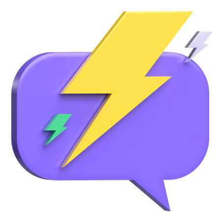 Lightning Speech Bubble  3D Icon