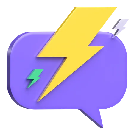 Lightning Speech Bubble  3D Icon