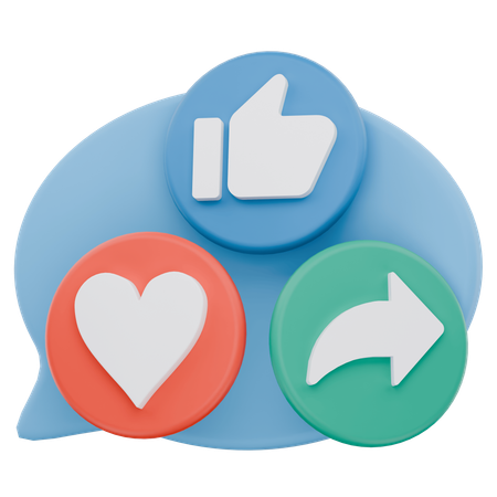 Like And Share Buttons Social Interaction  3D Icon