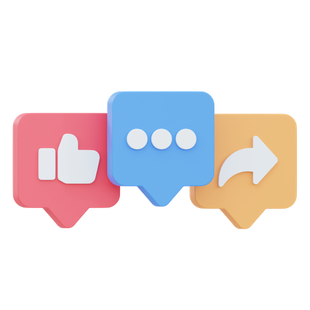 Like And Share And Comment  3D Icon