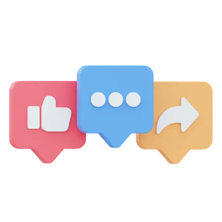 Like And Share And Comment  3D Icon