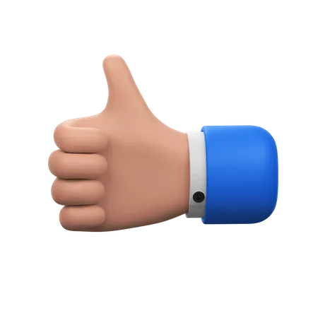 A Thumbs Up Sign Indicating Approval Or Agreement 3D Icon
