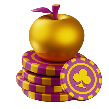 Lila goldener Apfel mit Club Chip  3D Icon