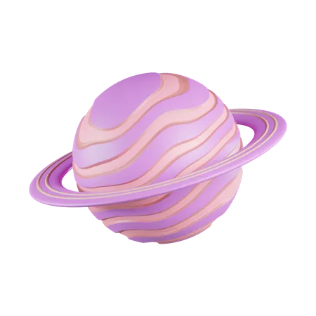 Lila Ring Planet  3D Icon