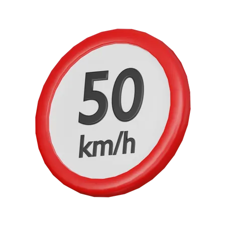 Panneau de limitation de vitesse à 50 km/h  3D Icon