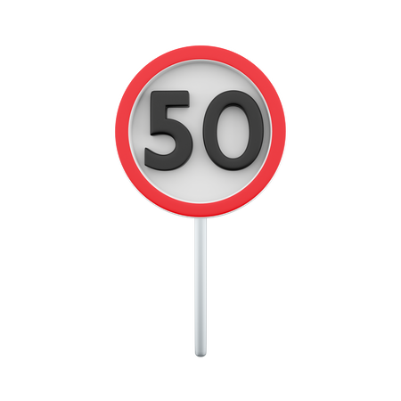 Límite de velocidad a 50 km h  3D Icon