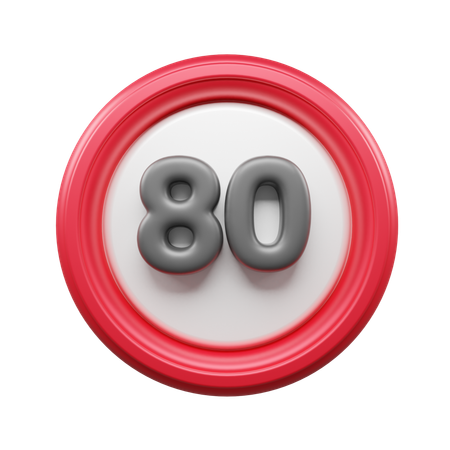 Limite de velocidade 80  3D Icon