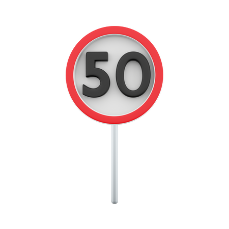 Limite de velocidade em 50 km h  3D Icon
