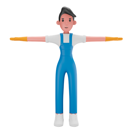 Faxineiro masculino  3D Illustration