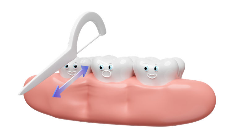 Limpeza dos dentes  3D Illustration