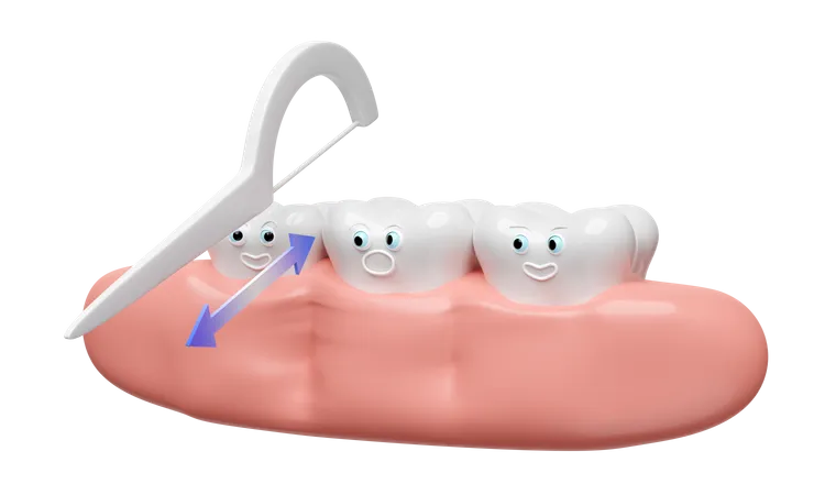 Limpeza dos dentes  3D Illustration