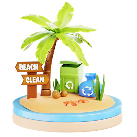 Limpeza de praia  3D Icon