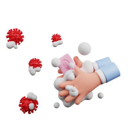 Limpiarse las manos con jabon  3D Illustration