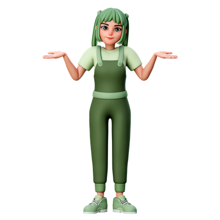 Linda chica con gesto corporal  3D Illustration