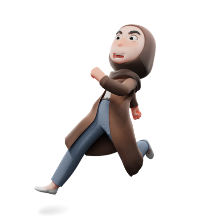 Linda chica hijab corriendo  3D Icon