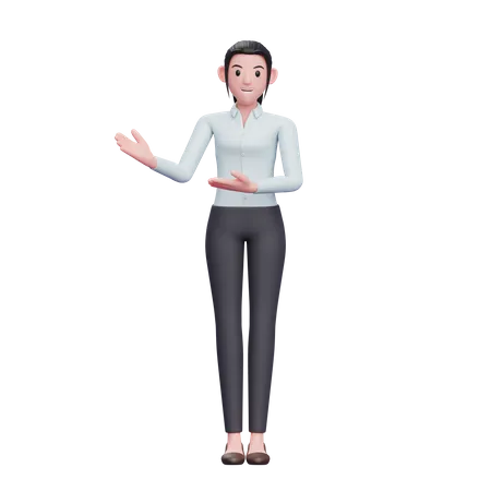 Mujer de negocios presentando algo  3D Illustration