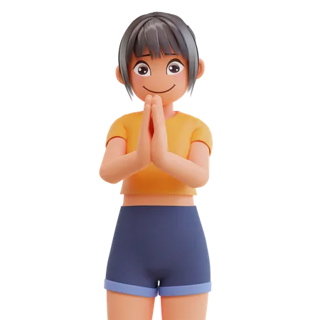 Saludo linda chica  3D Illustration