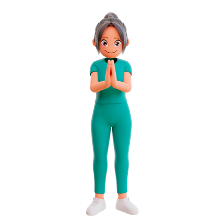 Linda enfermera dando posando sonriente  3D Icon