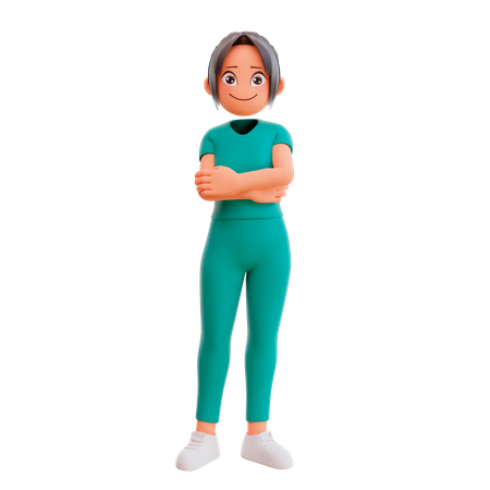 Linda enfermera dando posando sonriente  3D Icon