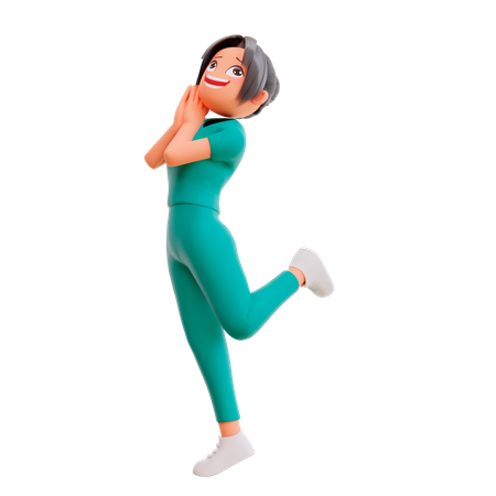Linda enfermera dando posando sonriente  3D Icon