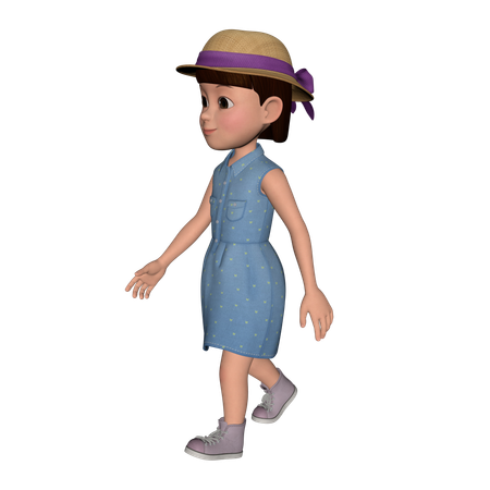 Linda garota caminhando  3D Illustration