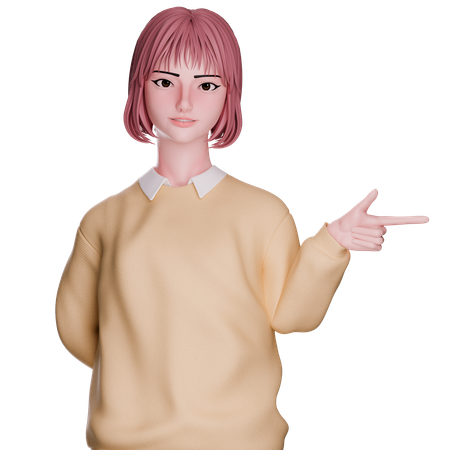 Linda garota apontando para a direita  3D Icon