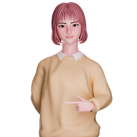 Linda garota apontando para o lado esquerdo  3D Icon