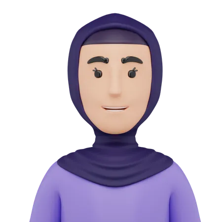 Linda garota com avatar Hijab  3D Icon