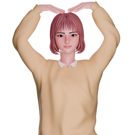 Linda garota fazendo formato de coração  3D Icon