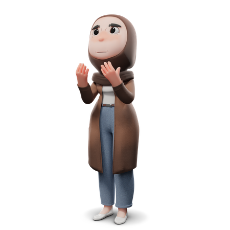 Linda garota hijab rezando  3D Illustration