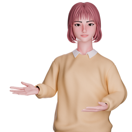 Linda garota mostrando o lado esquerdo  3D Icon