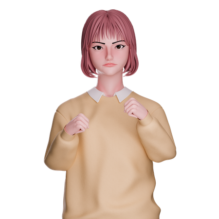 Linda garota mostrando o punho  3D Icon