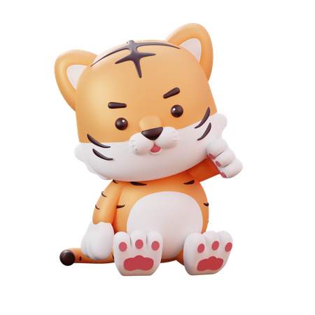Lindo tigre mascota chino  3D Illustration