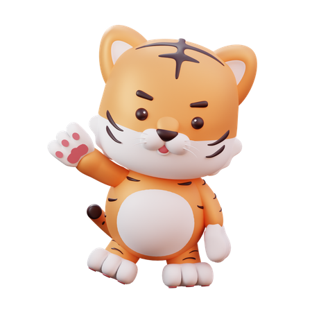 Lindo tigre mascota chino saludando  3D Illustration