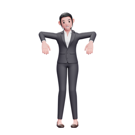 Linda mujer de negocios mostrando pose de marioneta  3D Illustration
