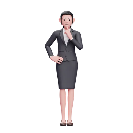 Mulher Bonita Em Roupas Formais Pensando 3 D Render Ilustracao De Personagem De Mulher De Negocios 3D Illustration