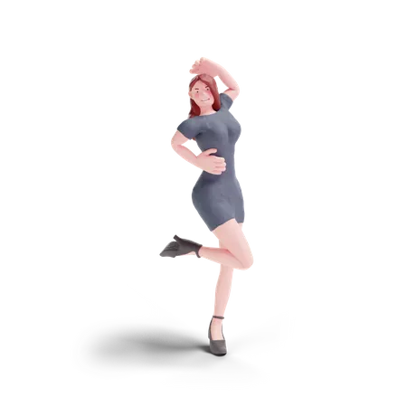 Linda Mulher De Vestido Posando Em Fundo Transparente Ilustracao 3 D 3D Illustration