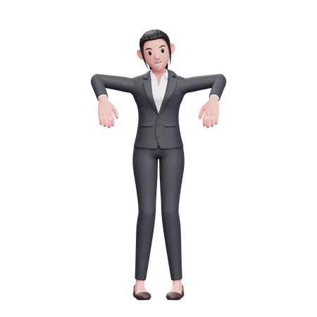 Mulher de negócios fofa mostrando pose de marionete  3D Illustration