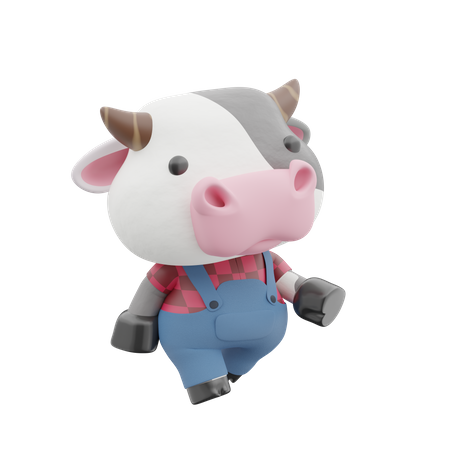 Vaca fofa andando  3D Illustration