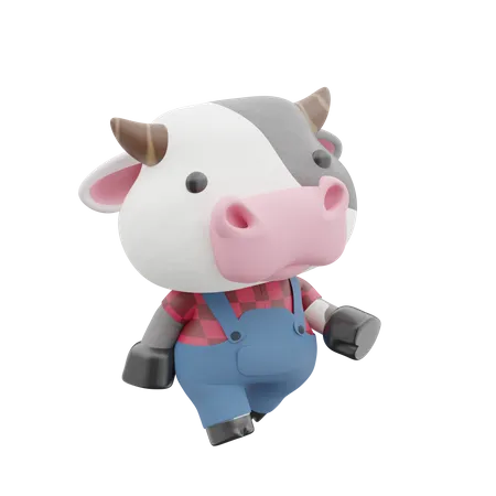 Vaca fofa andando  3D Illustration