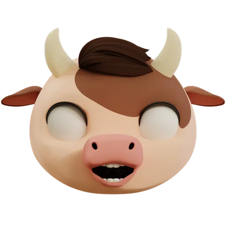 Lindo emoji asustado de vaca  3D Icon