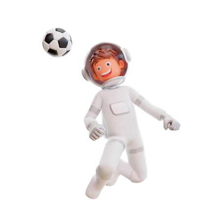 Lindo astronauta jugando al fútbol  3D Illustration