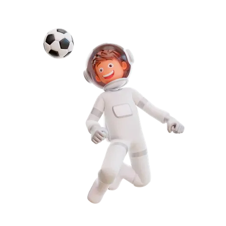 Lindo astronauta jugando al fútbol  3D Illustration