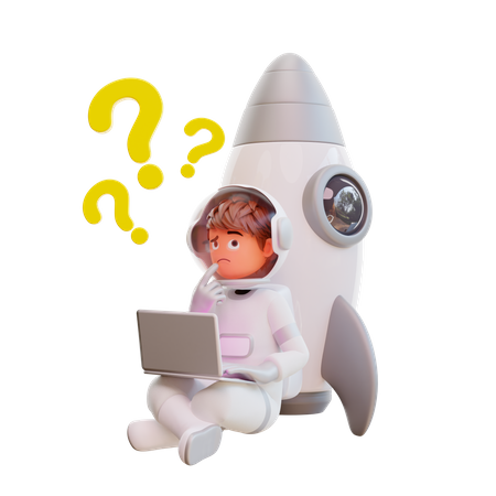 Lindo astronauta confundido teniendo preguntas  3D Illustration