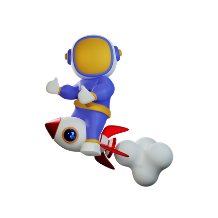 Lindo astronauta montando cohete  3D Icon