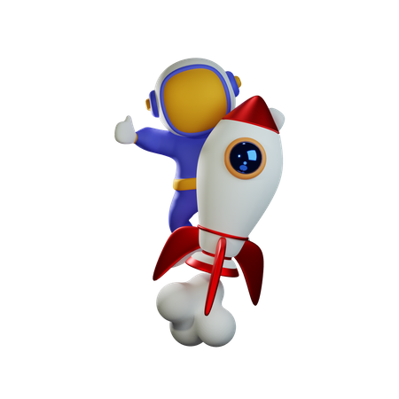 Lindo astronauta montando cohete  3D Icon