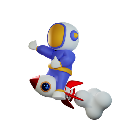 Lindo astronauta montando cohete  3D Icon