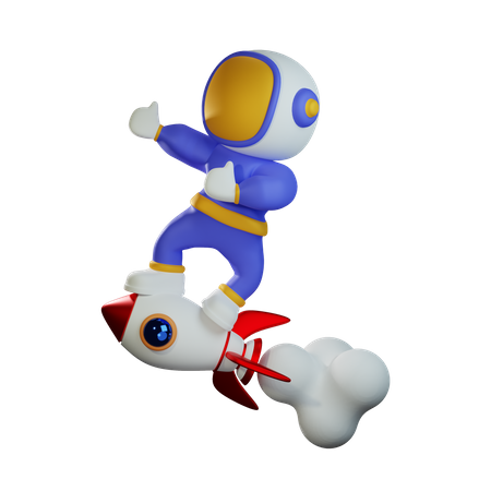 Lindo astronauta montando cohete  3D Icon