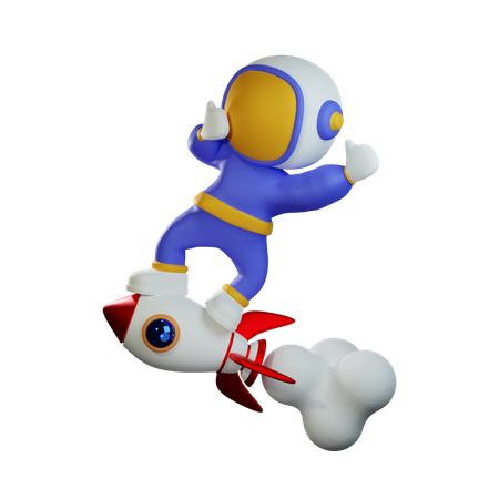Lindo astronauta montando cohete  3D Icon